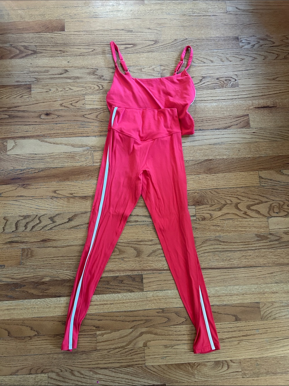 Red High-Waist Leggings and Adjustable Crop Tank Set